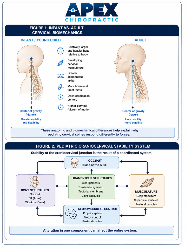 Infant and adult cervical biomechanics and craniocervical stability